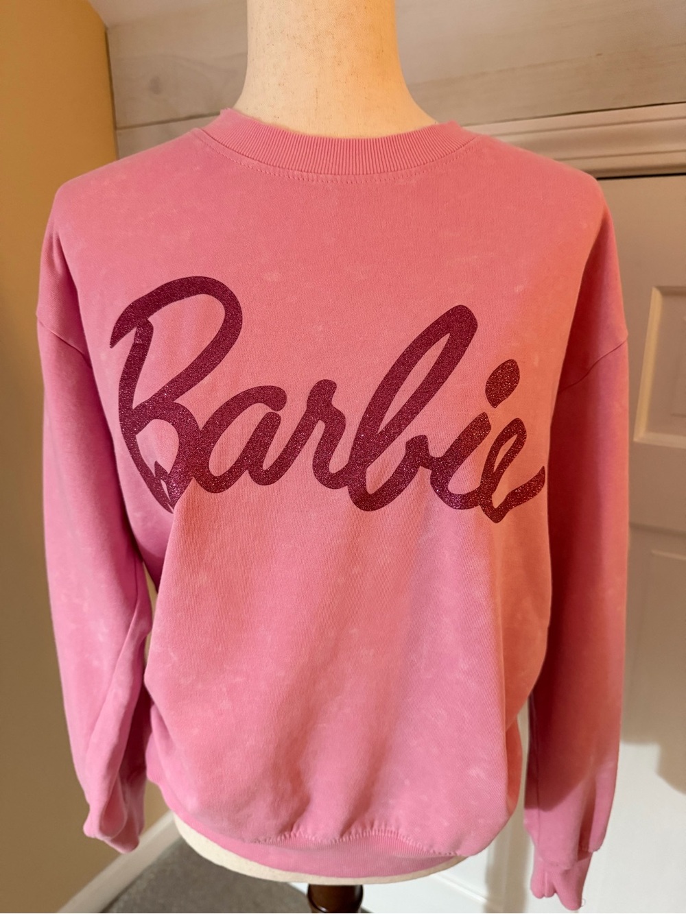 Barbie Pink Vintage Rose Logo Sweatshirt